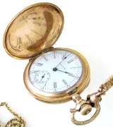 Antique Waltham Pocket Watch with Original Box and a 23 inch Adjustable Chain - WORKING!