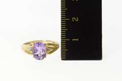 10K Yellow Gold Oval Amethyst Diamond Accent Classic Ring