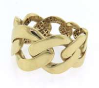 Contemporary Handmade Italian 14k Gold Curb Chain Ring