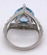 Sterling Silver Blue Stone Heart Shaped Ring