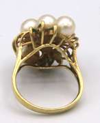 LADIES 14 KT PEARL EMERALD AND DIAMOND RING