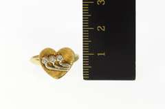 14K Yellow Gold Retro Diamond Accent Heart Promise Ring