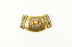 18K Yellow Gold 3.88Ctw Orange Sapphire Diamond Omega Slide Pendant