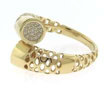 Contemporary Handmade Italian 14k Gold Horn Ring with Cubic Zirconias