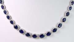 Enchanting 14K White Gold Sapphire and Diamond Necklace