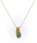 Elegant Yellow Gold  Emerald and Diamond Necklace