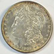 Nearly Gem BU 1902-P Morgan Silver Dollar. Better date