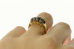 14K Yellow Gold Marquise Natural Sapphire Statement Band Ring