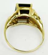 Vintage 10K Ring with Large Garnet & Diamond Accents, 7.25