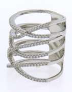 Contemporary Sterling Silver Ring with Cubic Zirconias