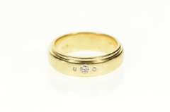 14K Yellow Gold Diamond Grooved Classic Wedding Band Ring