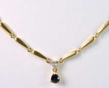 18KT Fancy Link Sapphire & Dia Pendant Necklace