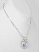 Sterling Silver Purple Gemstone With Sapphires Necklace.