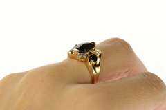 14K Yellow Gold Marquise Sapphire Diamond Accent Bypass Ring