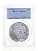 Genuine 1881-CC Morgan Silver Dollar - Graded PCGS