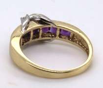 Gorgeous Yellow Gold Channel Set Amethyst and Diamond Ring