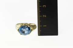 14K Yellow Gold London Blue Topaz Ornate Cocktail Ring