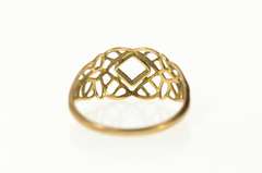 14K Yellow Gold Victorian 3.9mm Square Princess Filigree Setting Ring
