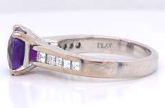Special Platinum Amethyts with Diamond Channel Set Ring