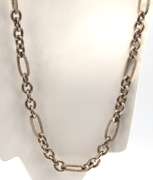 STERLING SILVER OVAL CABLE DESIGN CHAIN LINK NECKLACE.