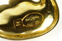 18K Yellow Gold Designer Ornate Tri Tone Swirl Swan Pin/Brooch