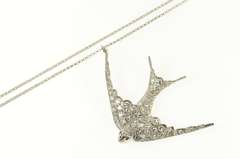 Platinum 3.06 Ctw Pave Diamond Ruby Sparrow Bird Necklace