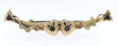Antique English Lovers Brooch w Rubies and Diamonds