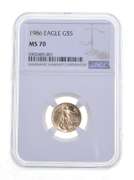 MS70 1986 $5 American Gold Eagle - Graded NGC
