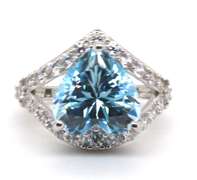 Sterling Silver Blue Stone Heart Shaped Ring