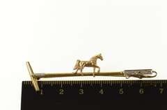 10K Yellow Gold Diamond Horse Polo Mallet Polocrosse Pin/Brooch