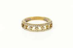 22K Yellow Gold Classic Ornate CZ Stackable Wedding Band Ring