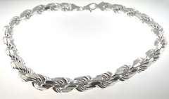 Gigantic Handmade Italian Sterling Silver Rope Chain Necklace