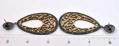 Fabulous Carved Wood Ladies Earrings with Accent Crystals