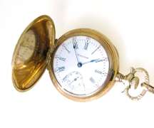 Antique Waltham Pocket Watch with Original Box and a 23 inch Adjustable Chain - WORKING!