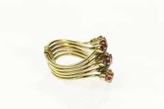 14K Yellow Gold Victorian Ruby Diamond Tiered Wavy Band Ring
