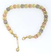 Attractive Tri Color Gold Link Bracelet in 14kt