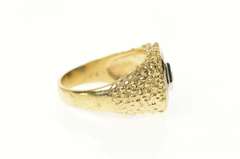 10K Yellow Gold Retro Textured Men's Black Onyx Diamond Ring