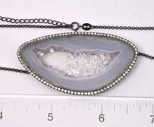 Precious Agate Necklace with Crystals & CZ Accents in Sterling Silver