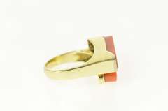 14K Yellow Gold Coral Diamond Accent Squared Bypass Ring