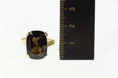14K Yellow Gold Rectangular Cushion Smoky Quartz Cocktail Ring