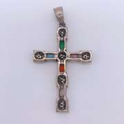 Sterling Silver & Gemstone Cross Pendant