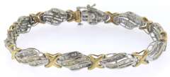 10K GOLD BEAUTIFUL TWO TONE LADIES DIAMOND BRACELET.