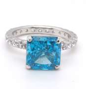 Sterling Silver Blue Cubic Zirconia Ring