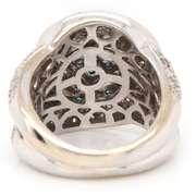 Powerful White Gold IR Teal and Diamond Swirl Ring with LGL Cert
