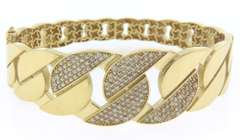 Impressive Handmade Italian 14k Gold Bracelet with Sparkling Cubic Zirconias
