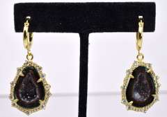Mesmerizing Gold Plated Sterling Silver Earrings with Colorful Geode Formation