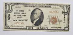 Series 1929 $10.00 Richmond, VA Charter No. 10080 National Bank Note