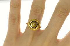 14K Yellow Gold Victorian Enamel Diamond Raised Cocktail Ring
