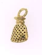 Glittering Diamond Money Bag Pendant in 10kt Yellow Gold