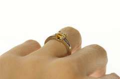 10K White Gold Princess Citrine Diamond Accent Statement Ring